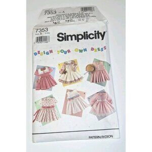 Simplicity 7353 Size A (2-6X) Design your own Dress uncut sewing 1981 Pattern